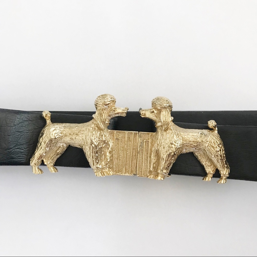 Vintage Mimi Di N Poodle Gold Buckle Leather Belt - Picture 8 of 8